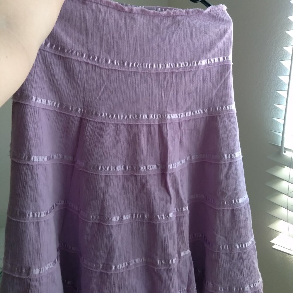 Vintage Y2K Studio by Liz Claiborne Purple Cotton Tiered Midi Skirt Size 4 - Picture 3 of 5